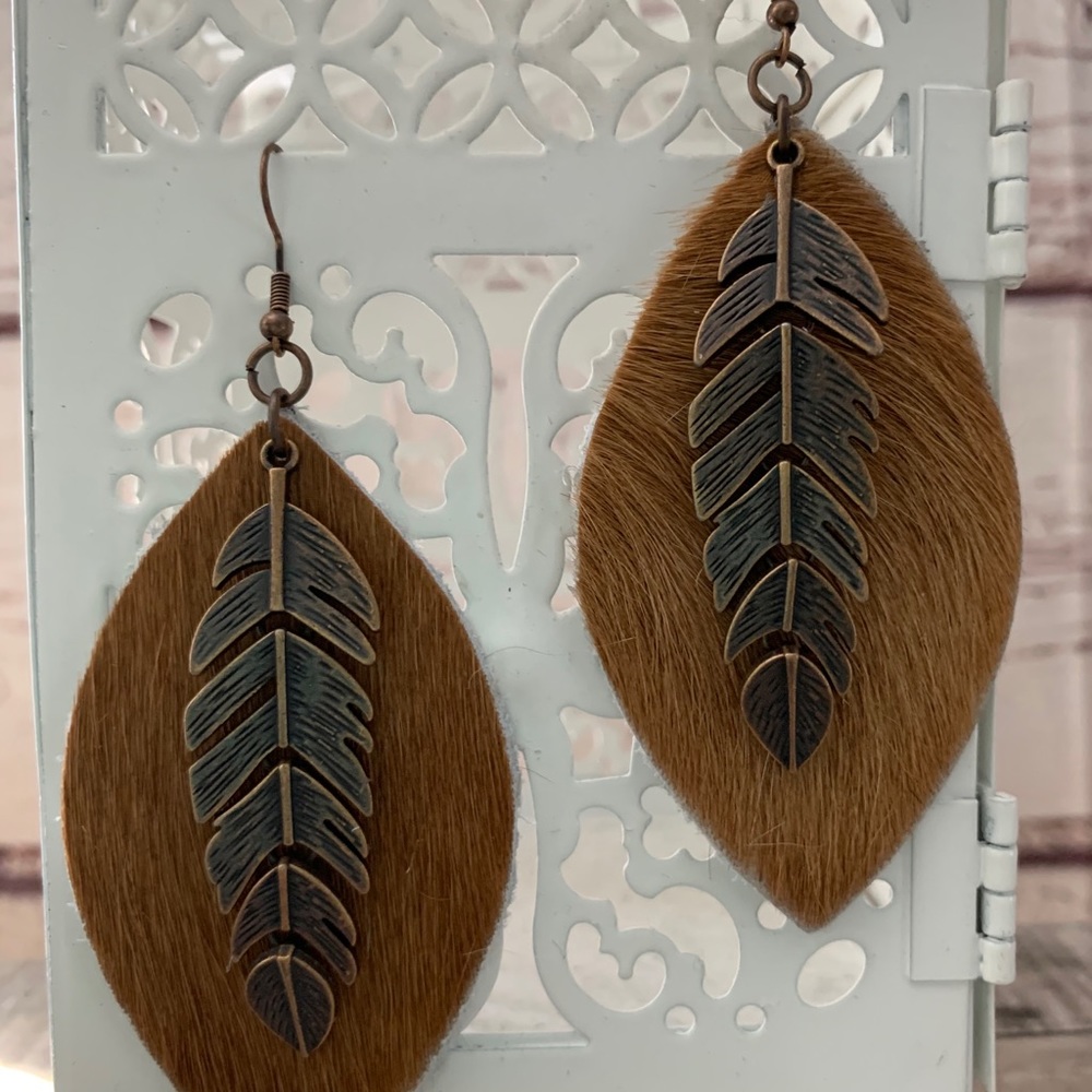 Genuine Leather Oval Earring